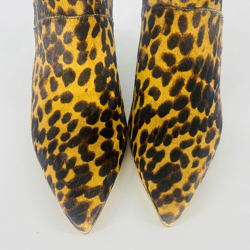 Tory Burch Leather Genuine Calf Hair Leopard Print Lila Pointed Toe Ankle Bootie - Picture 11 of 15